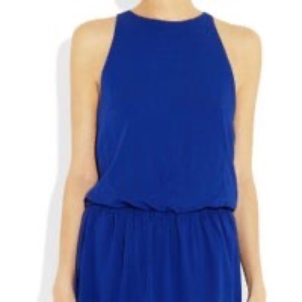 Alice & Olivia Blue Silk Drop Waist Dress